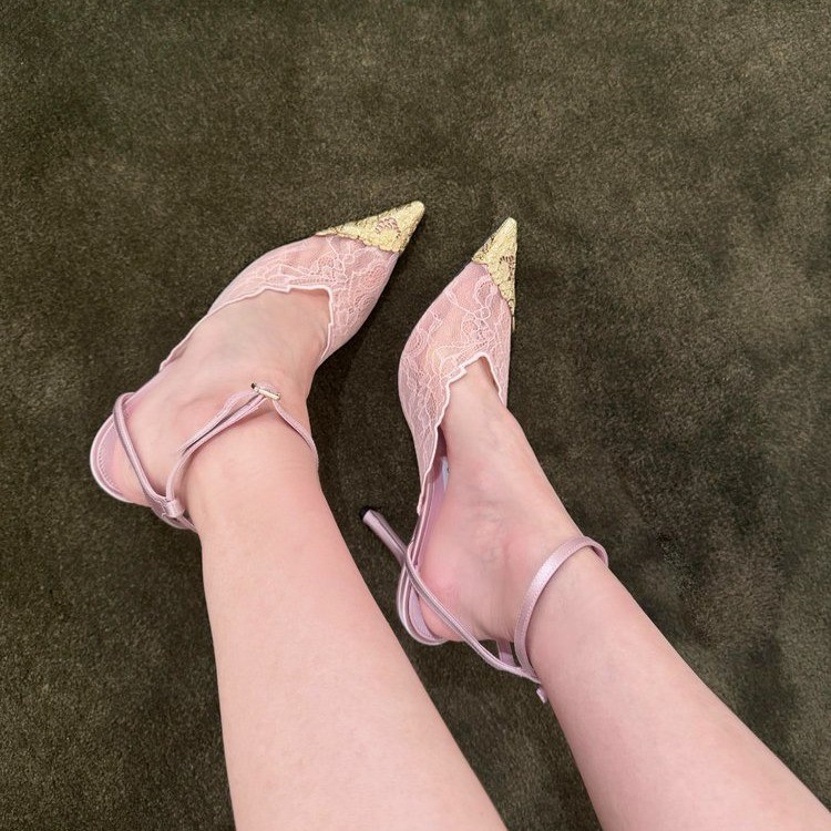 Women Fashion Korean - Sandalias de Tacón Alto con Punta,