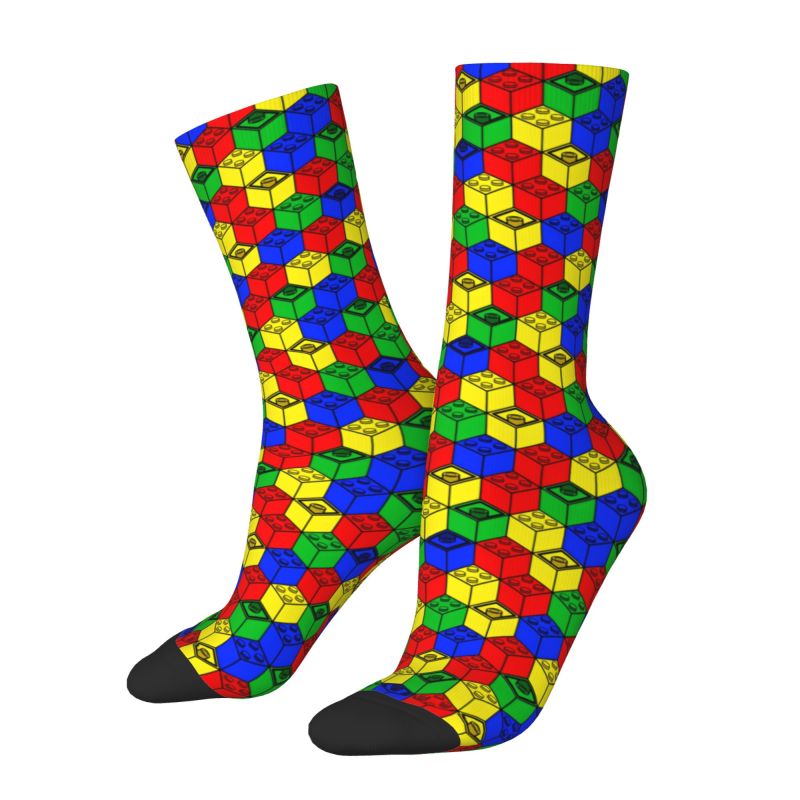 Women Fashion Youtube - Calcetines de bloques de construcción multicolores