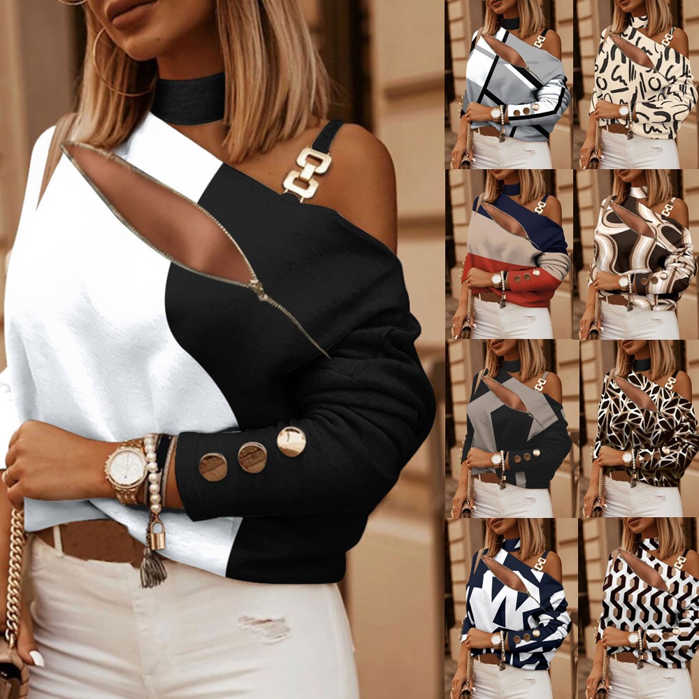 Women Fashion Styles - Blusa de Mujer con Hombros Descubiertos,