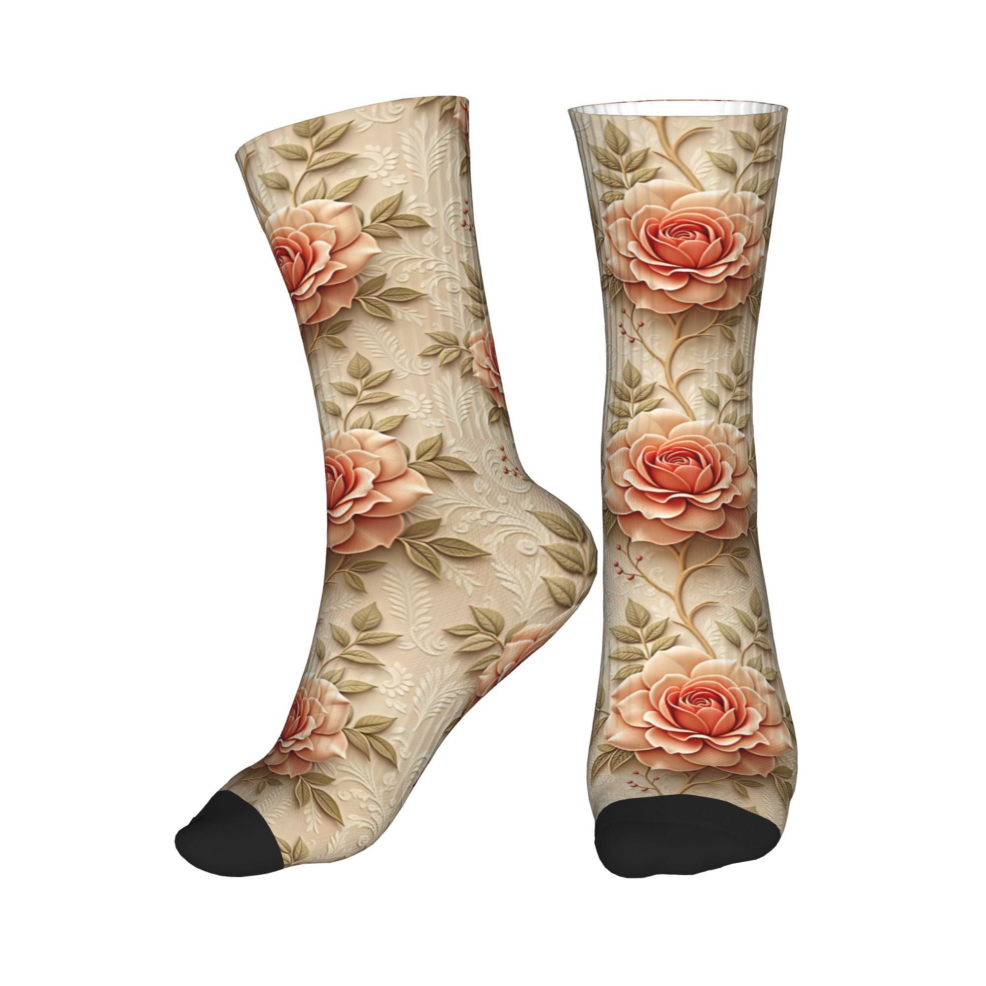 Women Fashion Youtube - Calcetines con estampado floral de rosas