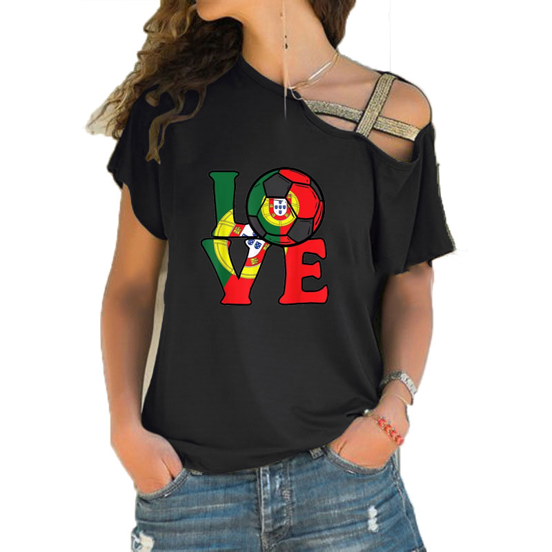 Women'S Fashion Portugal - Camiseta holgada con cuello asimétrico para