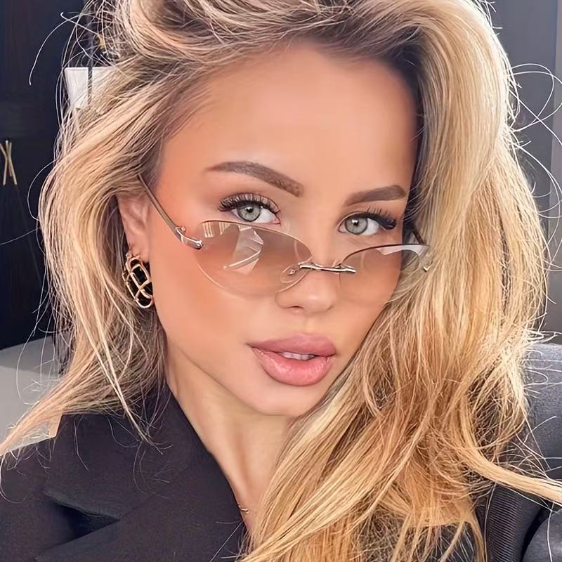 Women'S Fashion Eyeglass Frames - Gafas de sol ovaladas sin montura