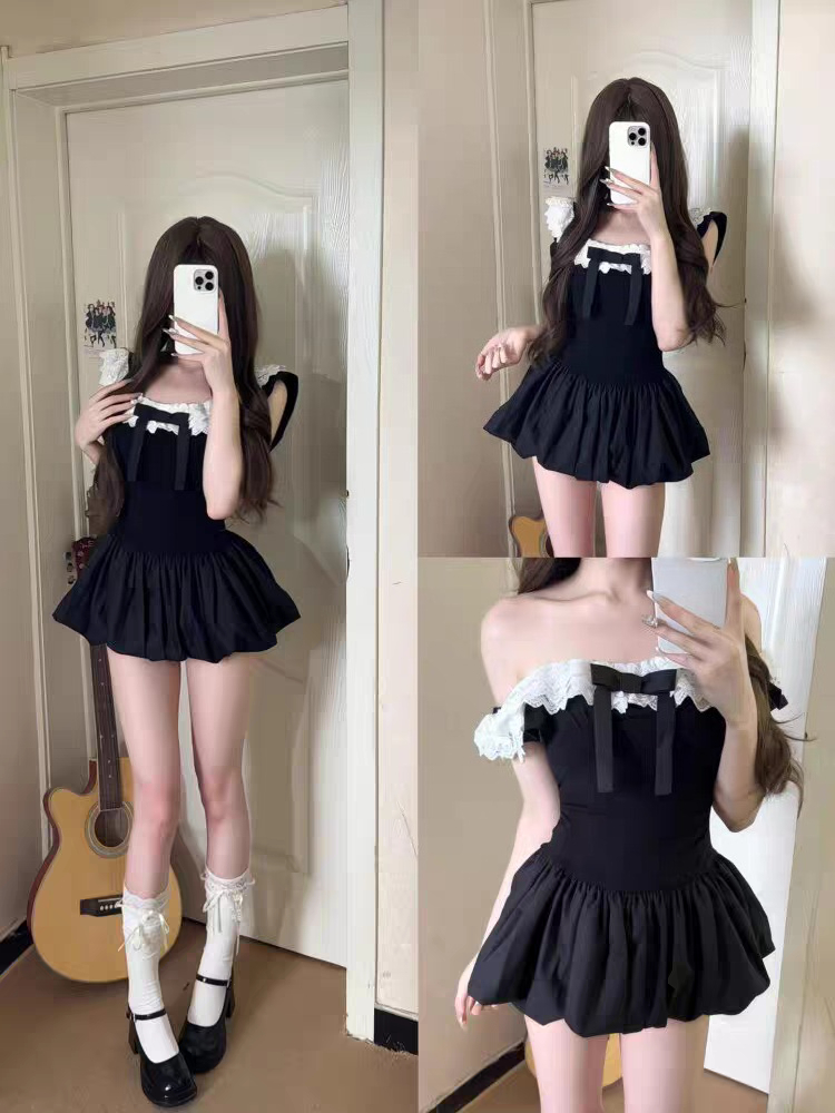 Ruched Dress Mini - Conjunto de 2 Piezas Coquette Coreano
