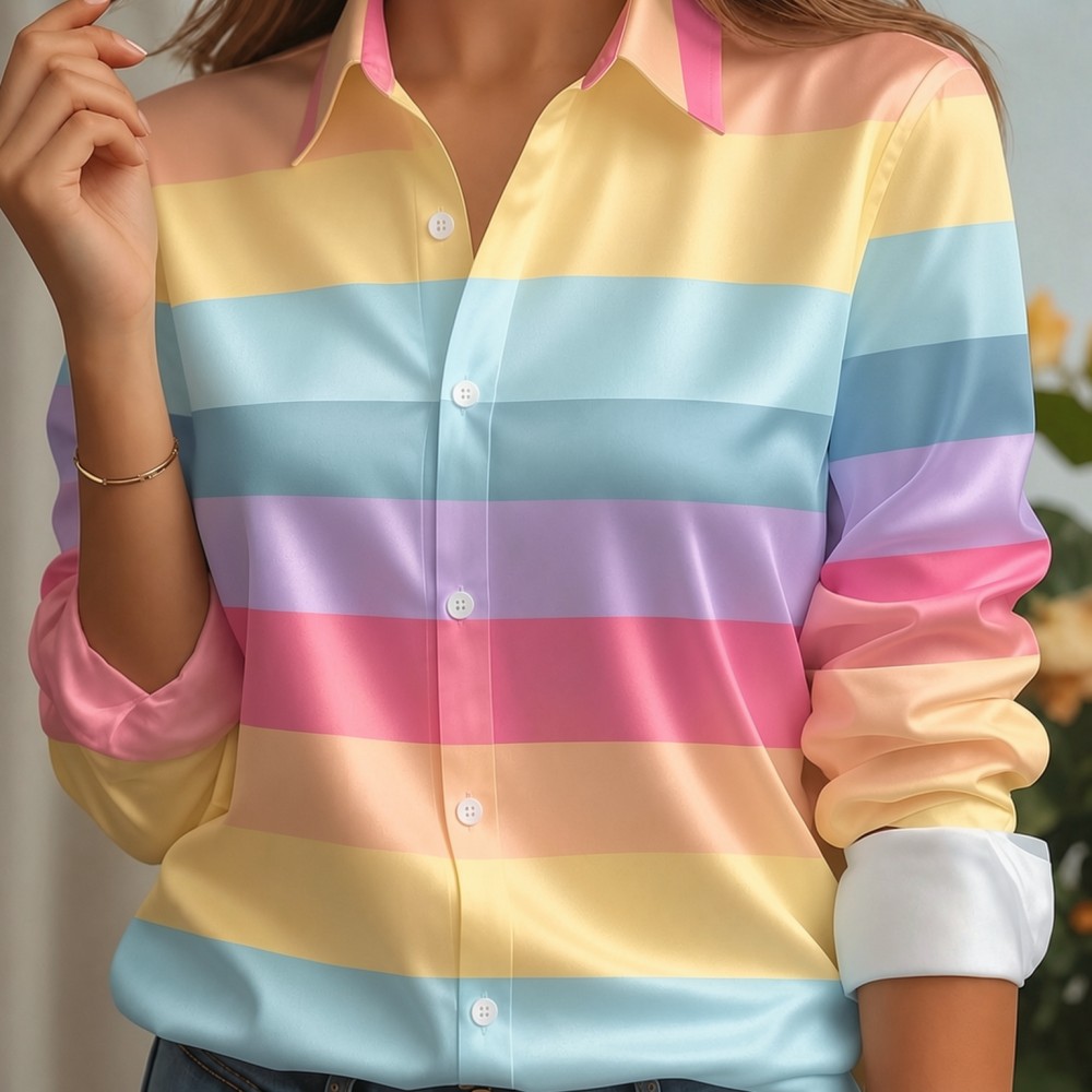 Trend Women Fashion - Camisa de satén para mujer con
