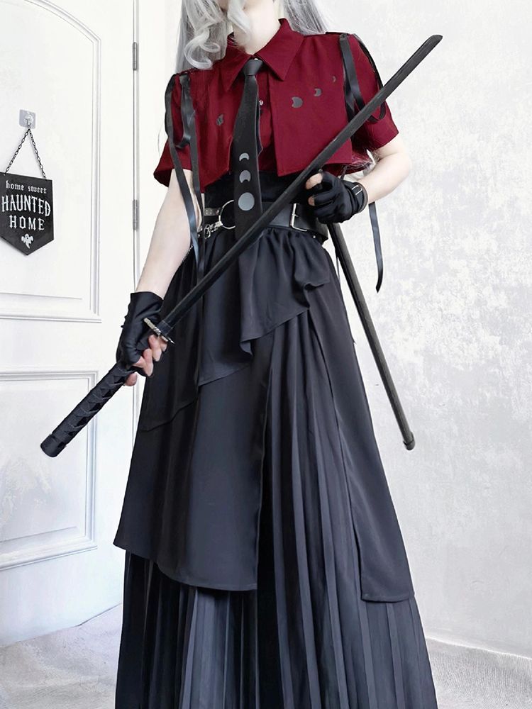 Belted Shirt Dress - Conjuntos góticos Vintage elegantes de 3
