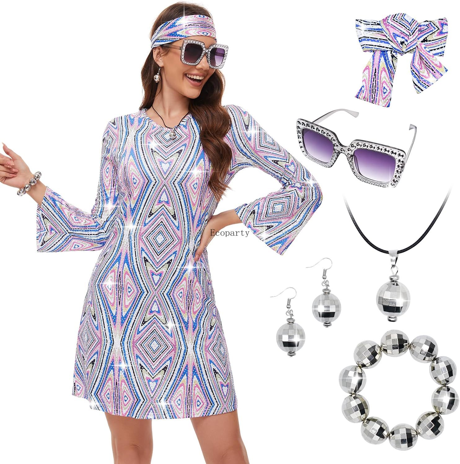 Women'S Fashion From The 70S - Disfraz Vestido de discoteca para mujer