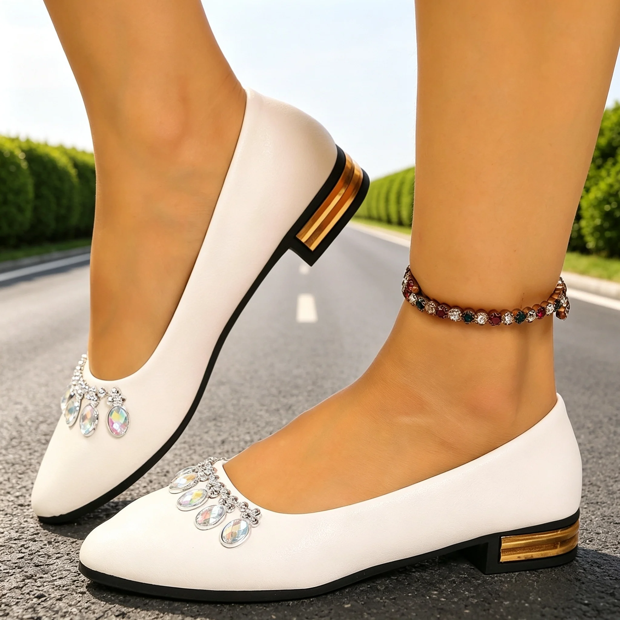 Women Fashion Heels - Zapatos Planos de Mujer con Punta