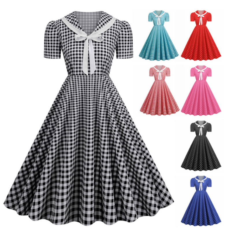 Women'S Fashion Of The 60S - Vestido Vintage con estampado de lunares