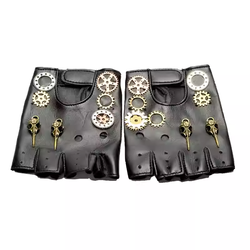 Women'S Fashion Gloves - Guantes Steampunk de cuero PU sin