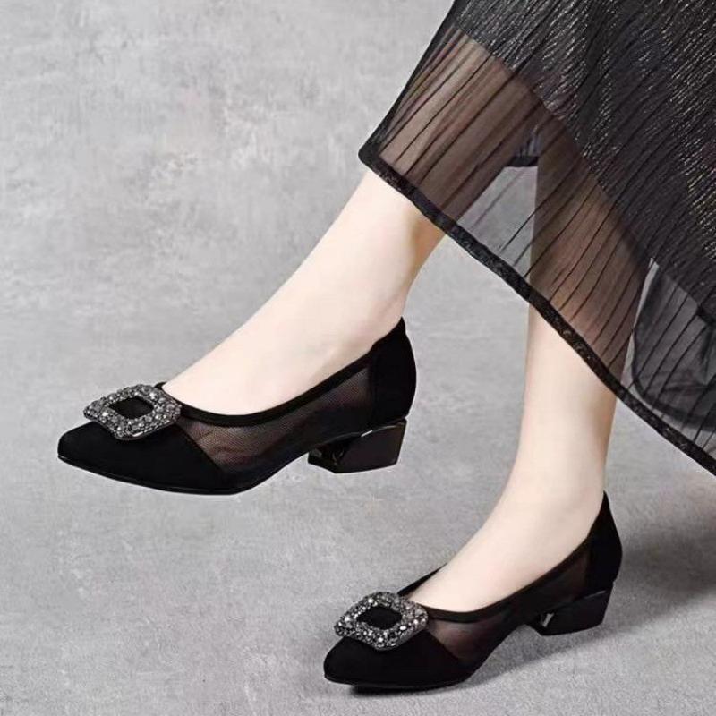 Women Fashion Heels - Elegantes Zapatos de Tacón Cuadrado con