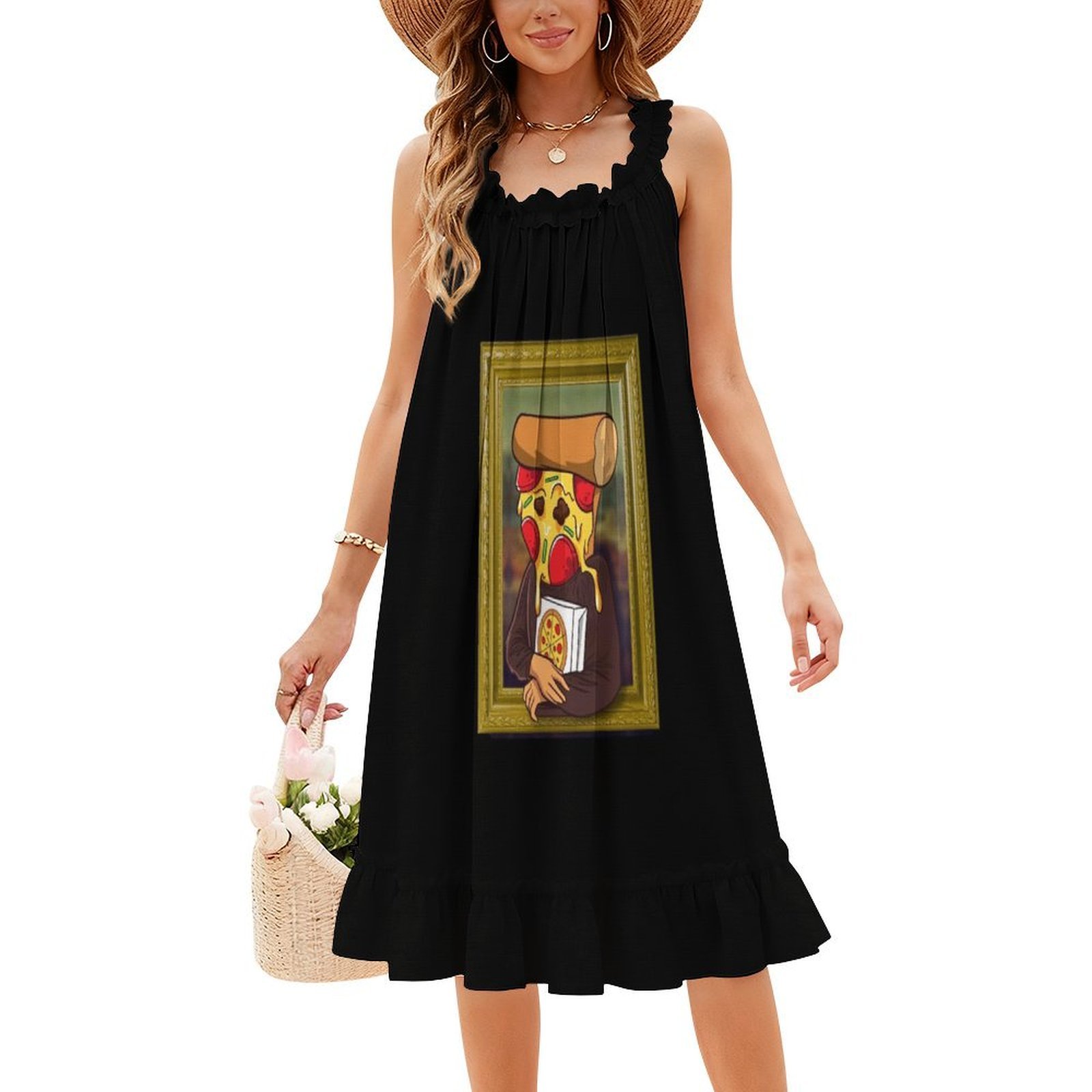 The Pizza Mona Lisa divertido  - Smocked Dress Women reseña y precio
