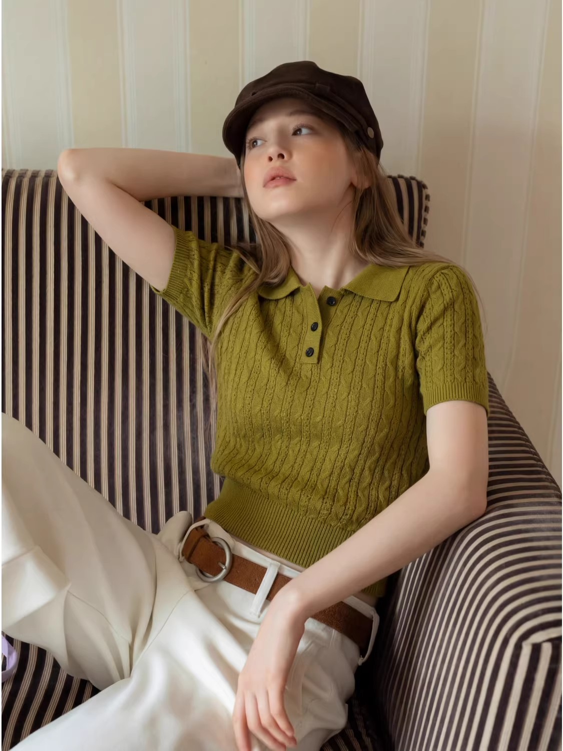 Camiseta Polo de Punto Trenzad - Women Fashion Styles reseña y precio