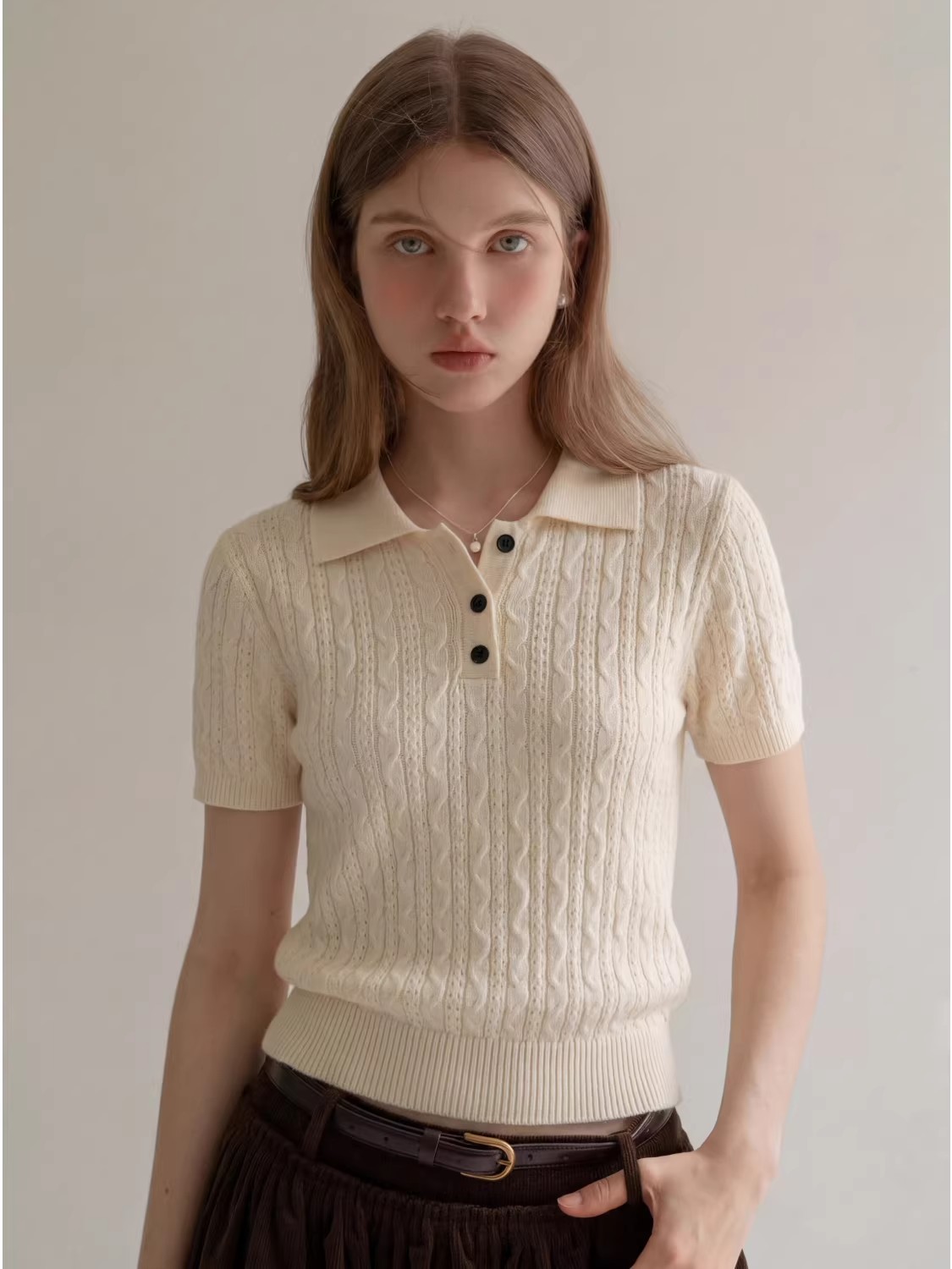 Camiseta Polo de Punto Trenzad - Women Fashion Styles reseña y precio