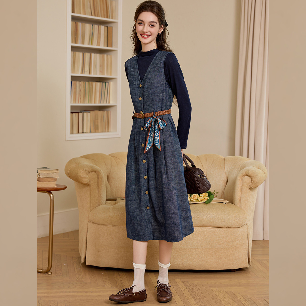 Conjunto de Top y Vestido con  - Belted Shirt Dress reseña y precio