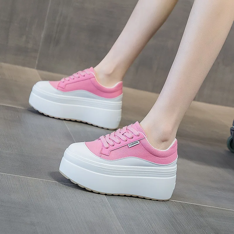 8cm nueva lona cuero genuino m - Women'S Fashion Gym Shoes reseña y precio