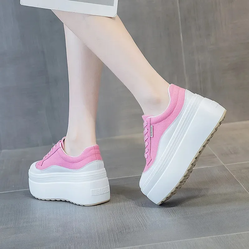8cm nueva lona cuero genuino m - Women'S Fashion Gym Shoes reseña y precio