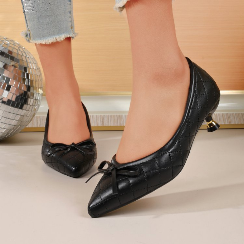 Tacones Kitten Punto Punta Moñ - Women Fashion Heels reseña y precio