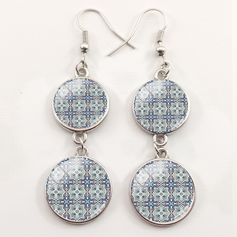 Pendientes gráficos de azulejo - Women'S Fashion Portugal reseña y precio