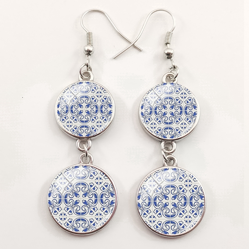 Pendientes gráficos de azulejo - Women'S Fashion Portugal reseña y precio