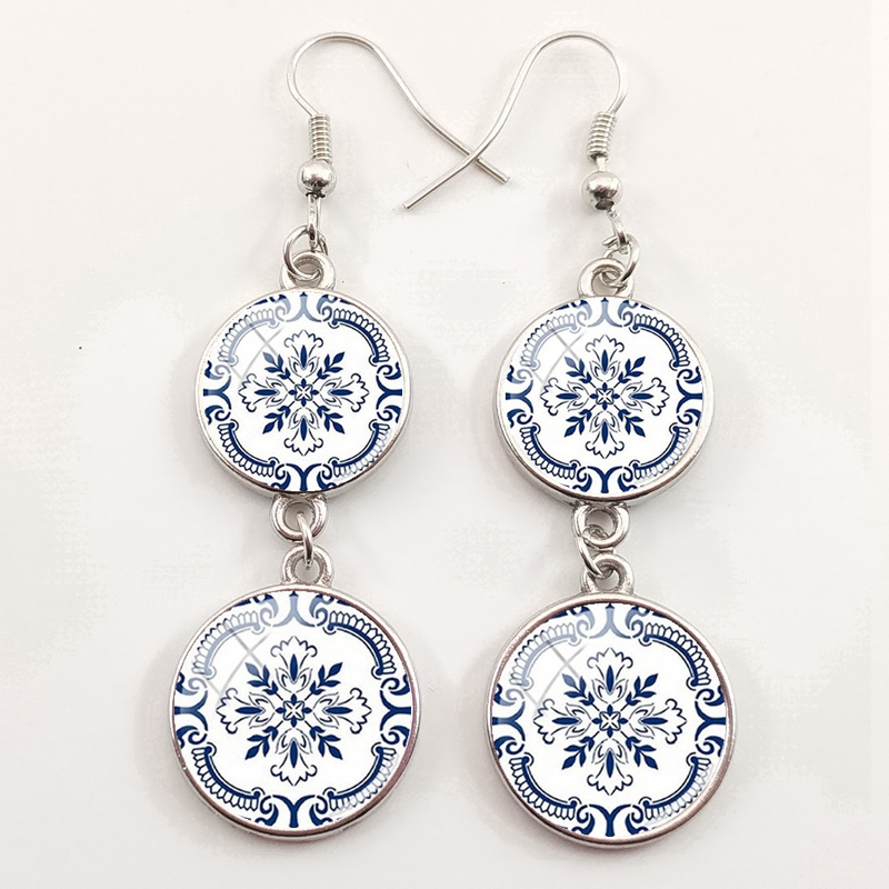 Pendientes gráficos de azulejo - Women'S Fashion Portugal reseña y precio