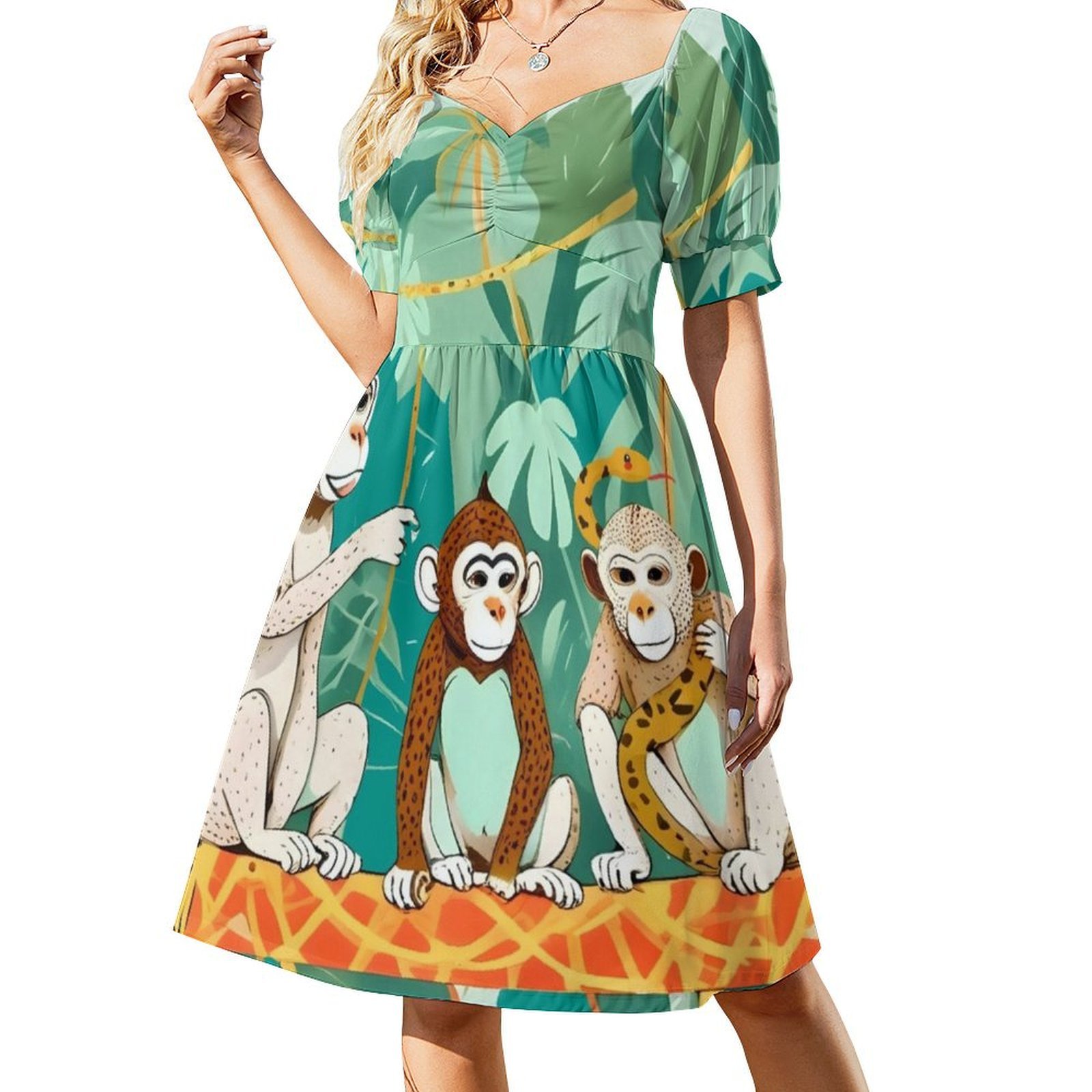 Juega con cita, monos, jungla, - Smocked Dress Women reseña y precio